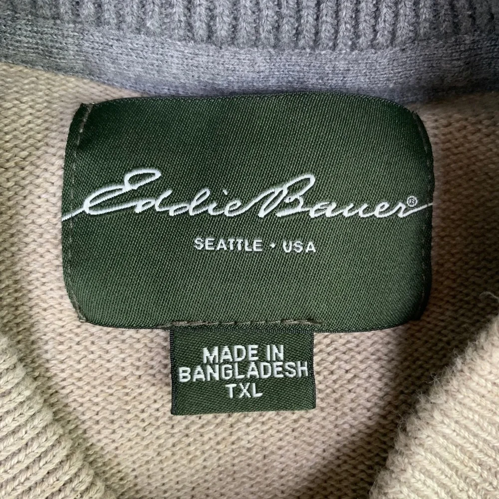 LOT OF 2 Eddie Bauer Henley Sweater Mens TXL Tall 100% Combed Cotton Pullover - Picture 3 of 8